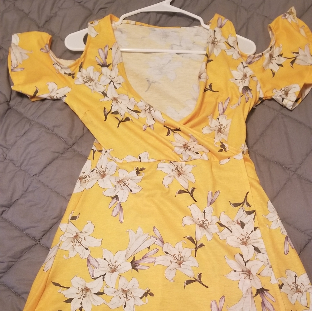 Yellow floral mini dress